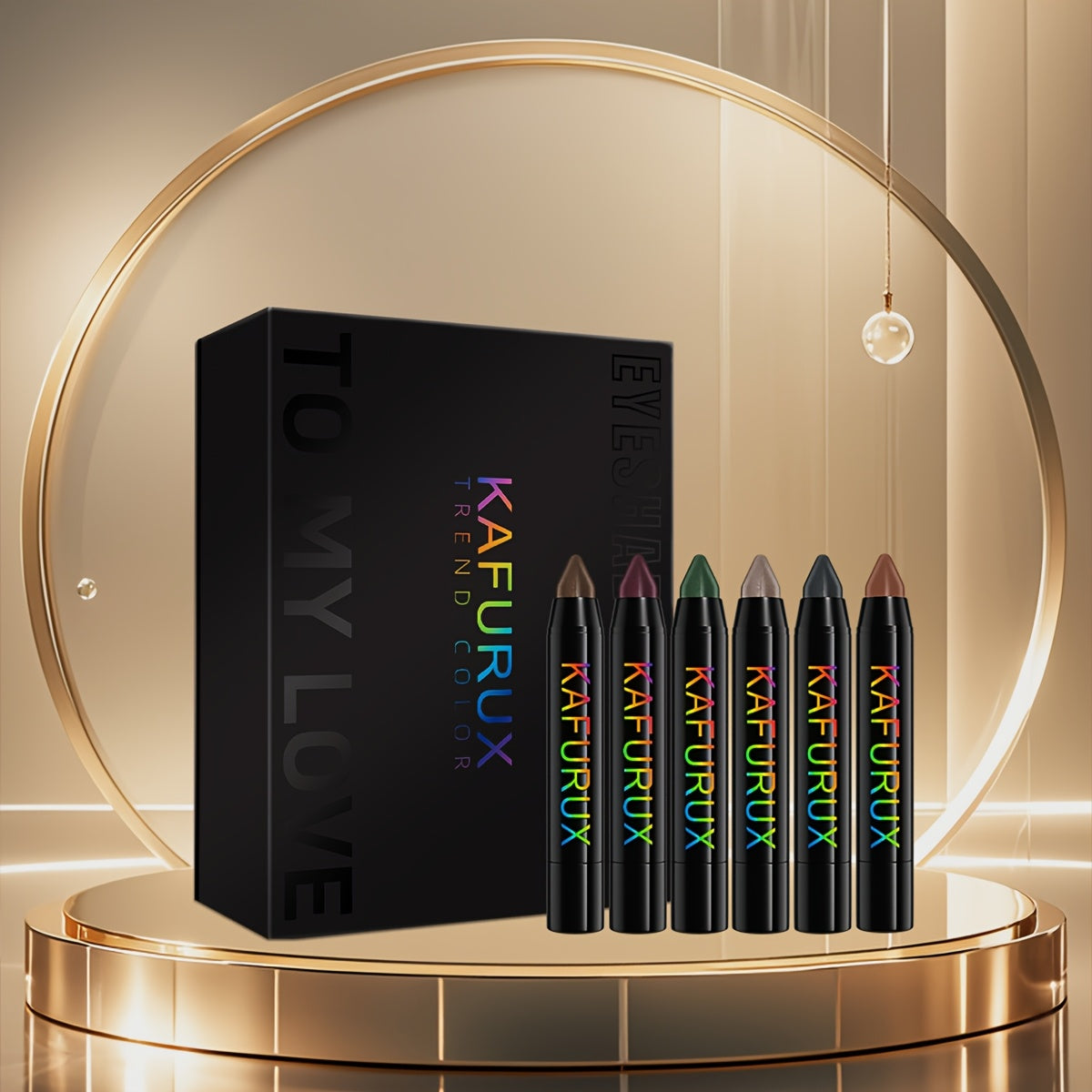 6pcs KAIFUXI Eyeshadow Pencil Set - Vibrant, Long-Lasting Colors in Brown, Purple, Green & Black, Matte & Shimmer Finishes, Non-Sticky, Perfect for All Occasions