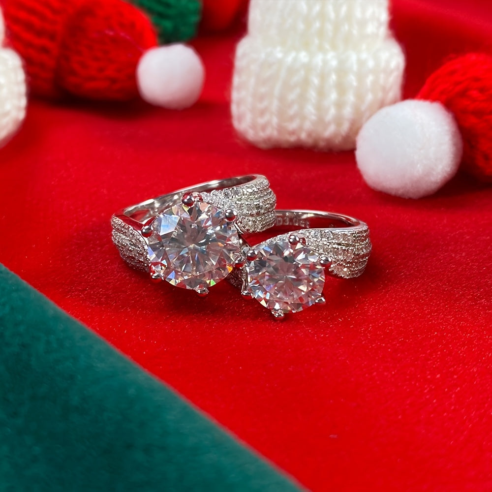 Elegancia radiante: anillo de plata esterlina con moissanita de 3 quilates