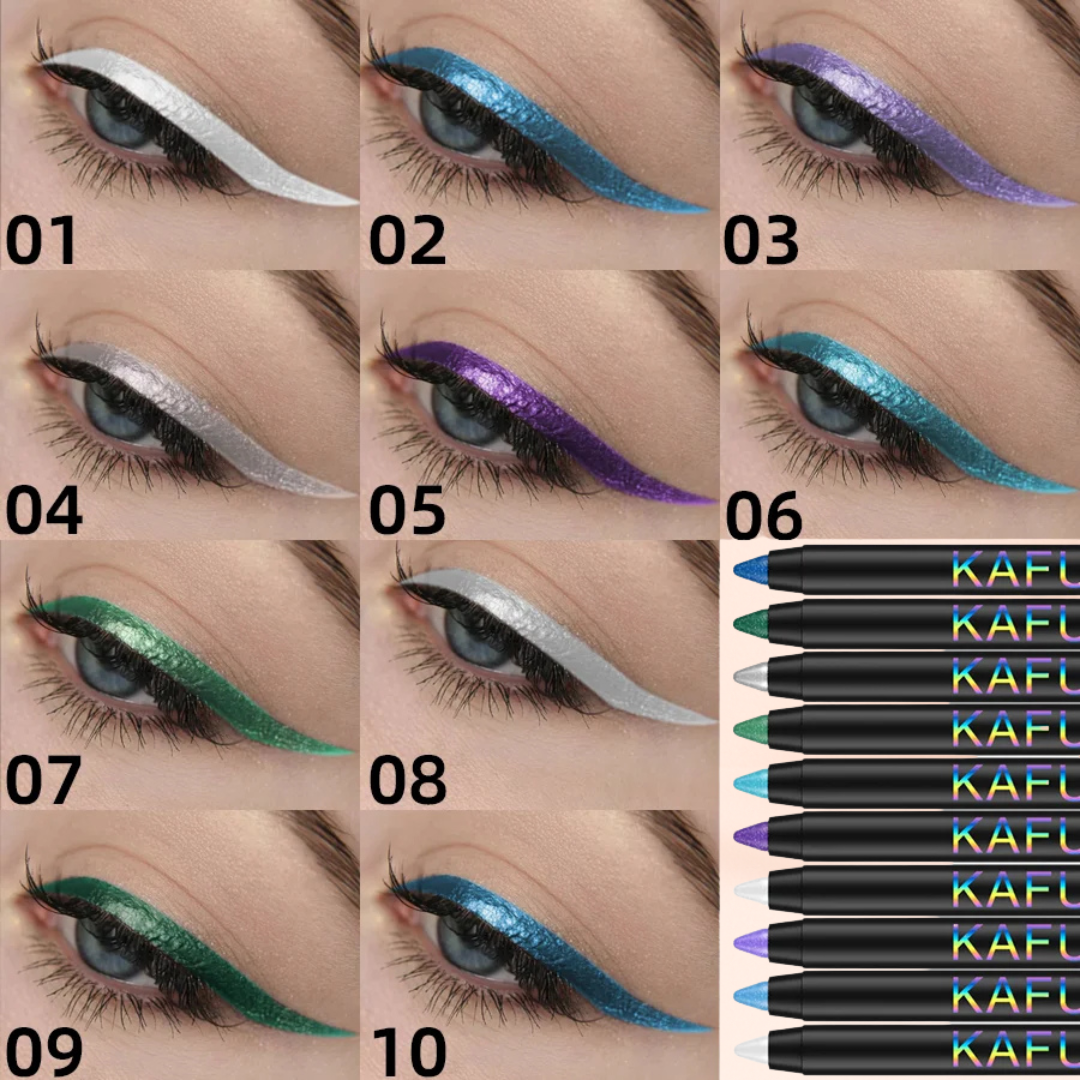 KAFURUX High‑Pigment Waterproof Eyeliner Pen – Pearly & Metallic Smokey in 10 Vibrant Shades (1 pc)