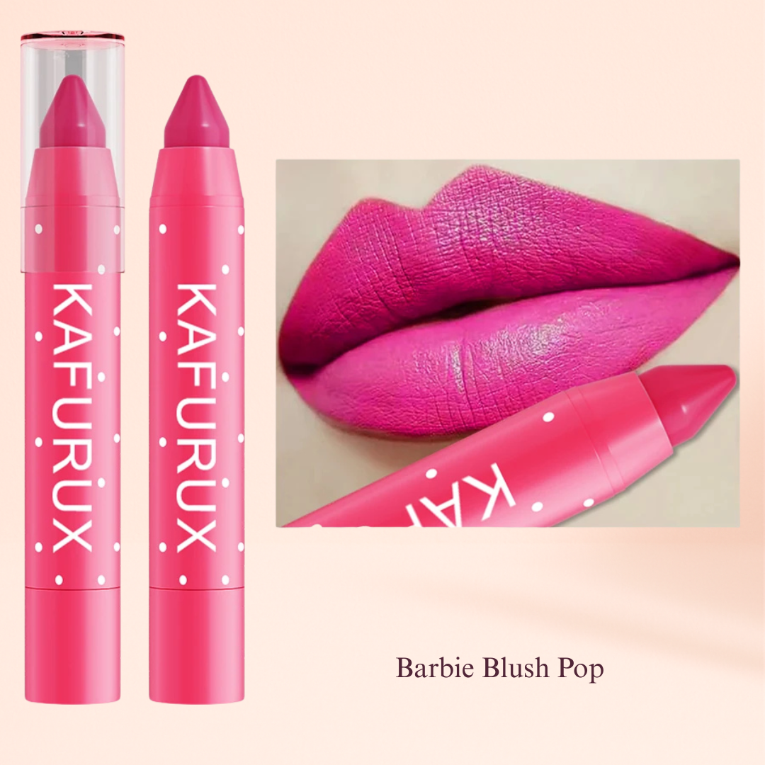 KAFURUX Matte Lipstick Pencil – Waterproof Long‑Lasting Lip Stain Tint in 15 Nude & Red Shades (1 pc) - KAFURUX Barbie