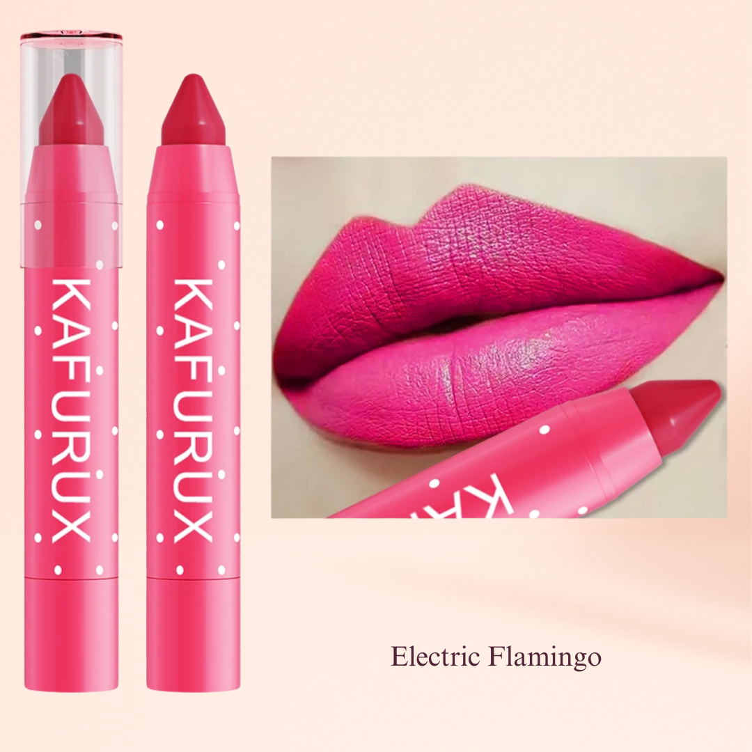 KAFURUX Matte Lipstick Pencil – Waterproof Long‑Lasting Lip Stain Tint in 15 Nude & Red Shades (1 pc) - KAFURUX