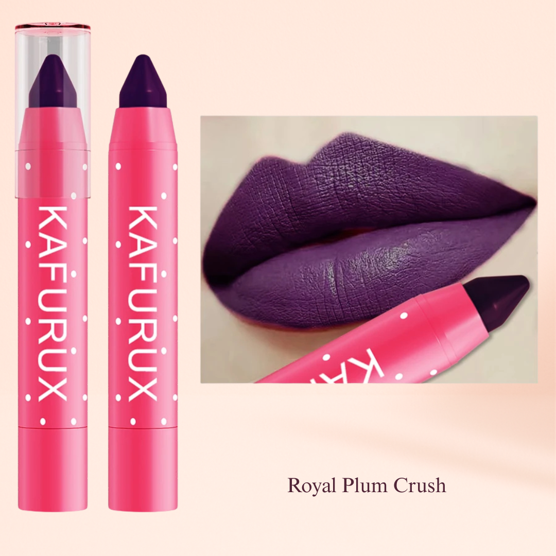 KAFURUX Matte Lipstick Pencil – Waterproof Long‑Lasting Lip Stain Tint in 15 Nude & Red Shades (1 pc) - KAFURUX Royal