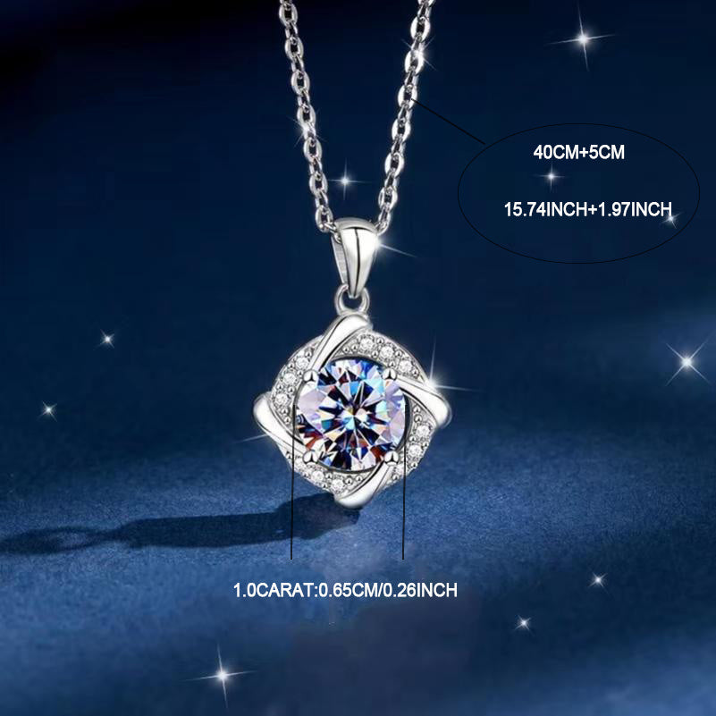 Collar con colgante de molino de viento de plata de ley S925 de moissanita de 1 ct