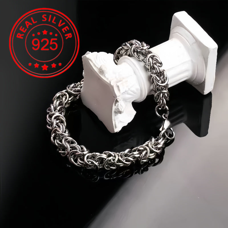 Pulsera de hueso de dragón en plata esterlina italiana S925 hecha a mano