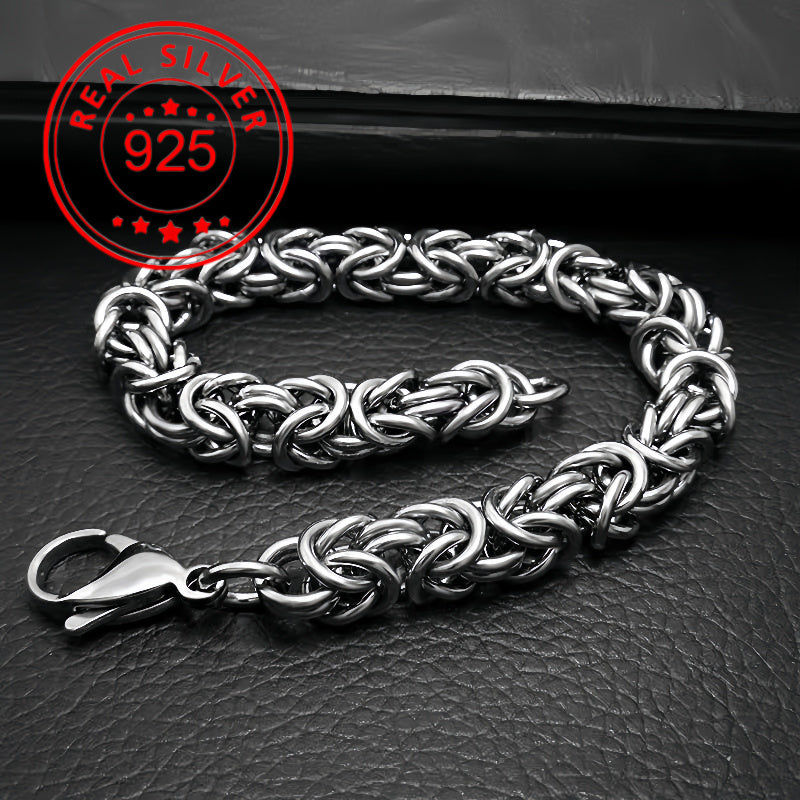 Pulsera de hueso de dragón en plata esterlina italiana S925 hecha a mano