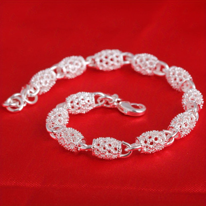 Elegante pulsera de cuentas huecas en plata de ley 925