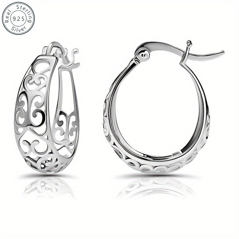 Elegancia Bohemia: Pendientes de Aro Ahuecados de Plata 925