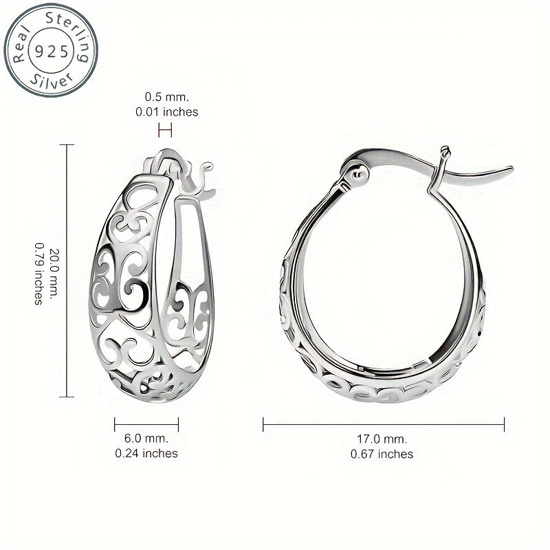 Elegancia Bohemia: Pendientes de Aro Ahuecados de Plata 925