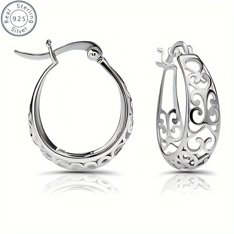 Elegancia Bohemia: Pendientes de Aro Ahuecados de Plata 925