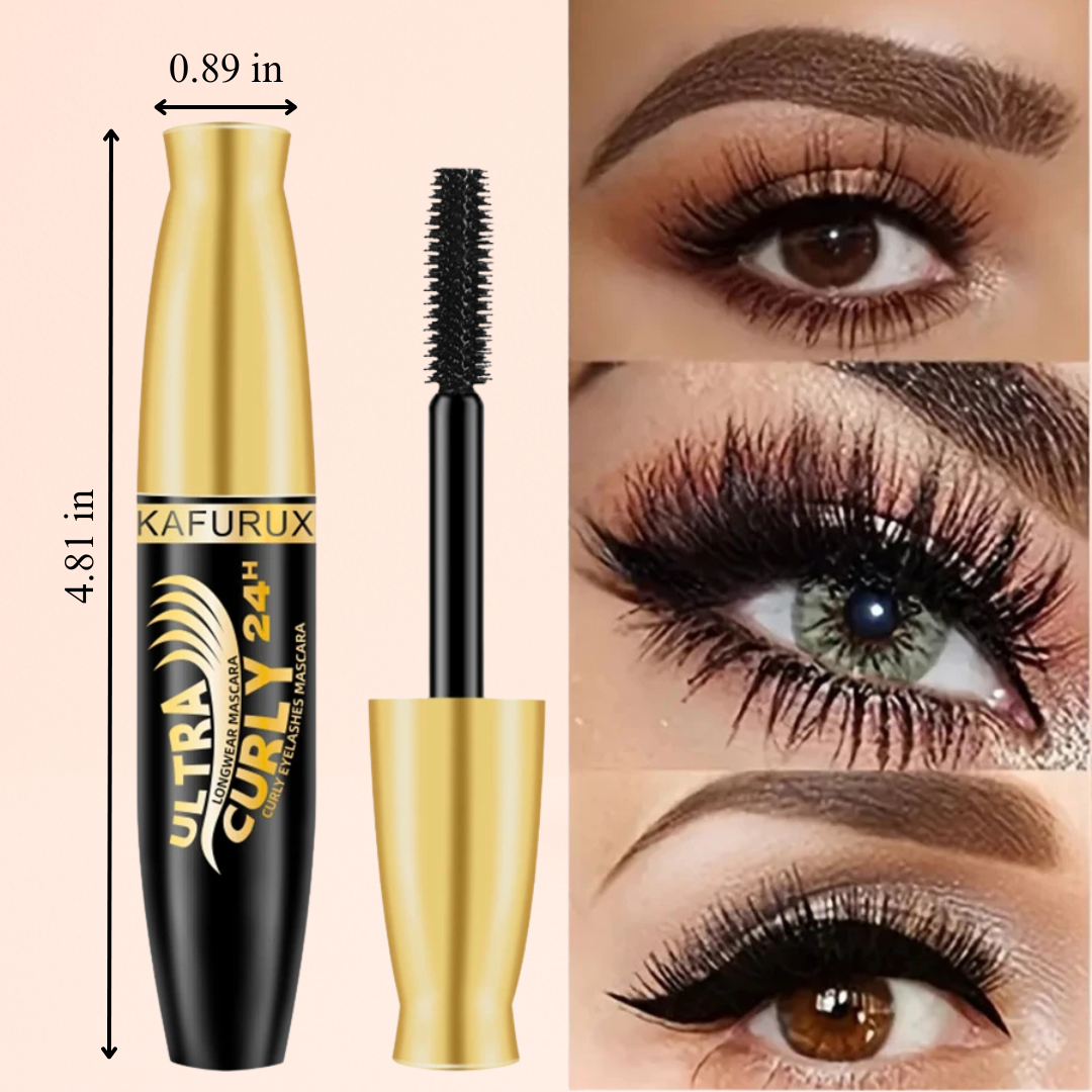KAFURUX Black 4D Waterproof Fiber Mascara – Long Lasting Curling & Thickening Liquid Formula for Voluminous Eyelashes