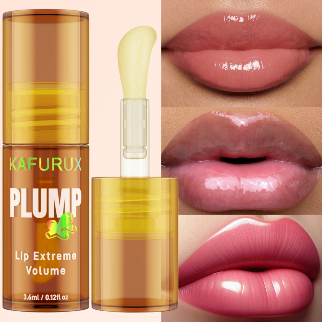 KAFURUX Ginger Turmeric Lip Plumper Oil – Natural Lip Volumizing Balm for Fuller Smoother Sexy Lips