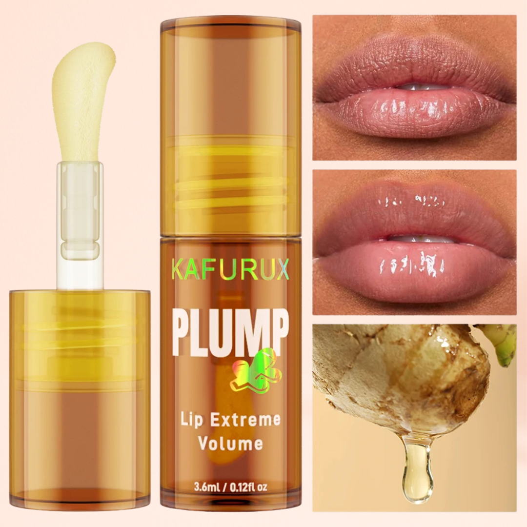 KAFURUX Ginger Turmeric Lip Plumper Oil – Natural Lip Volumizing Balm for Fuller Smoother Sexy Lips