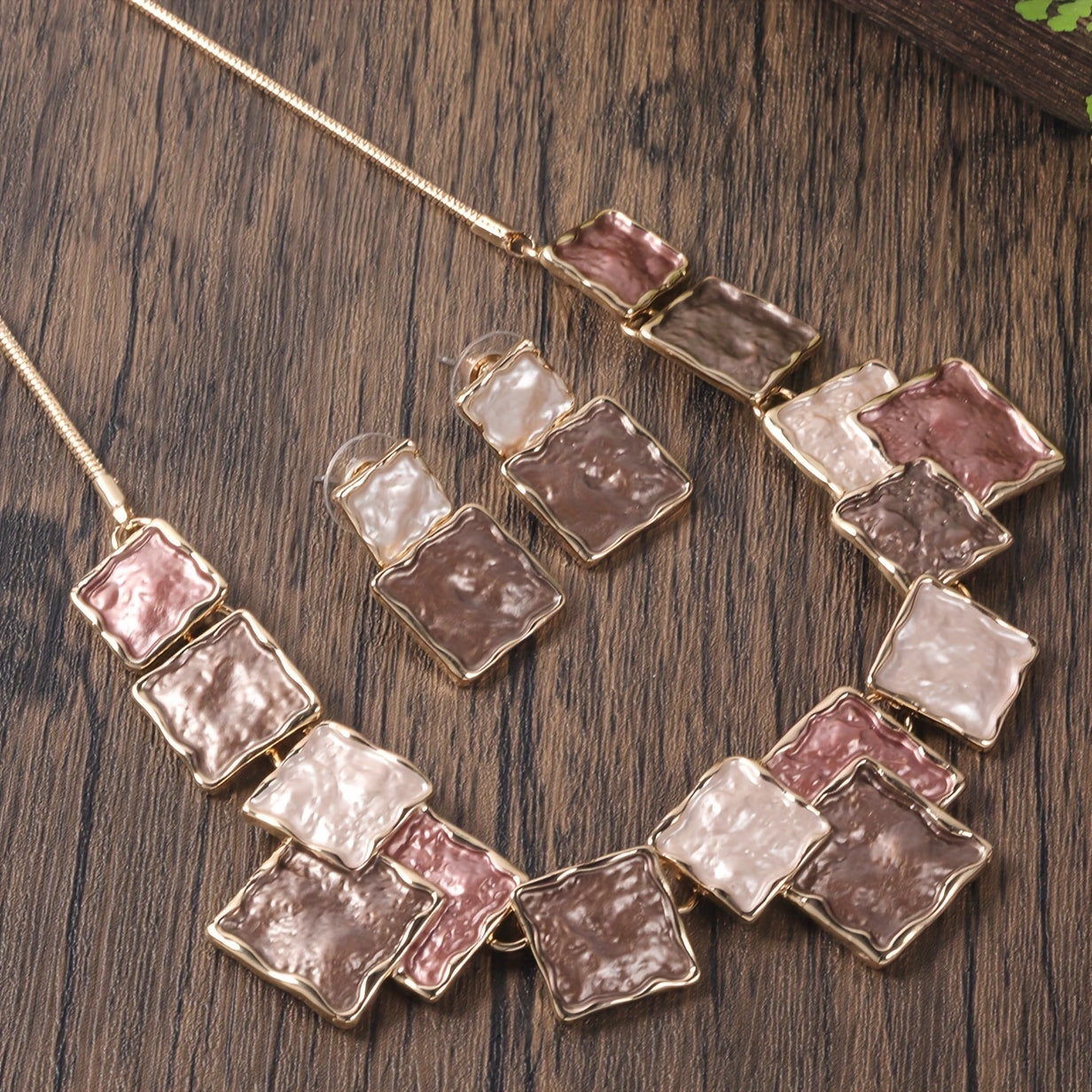 Conjunto de joyas geométricas esmaltadas estilo art déco francés vintage