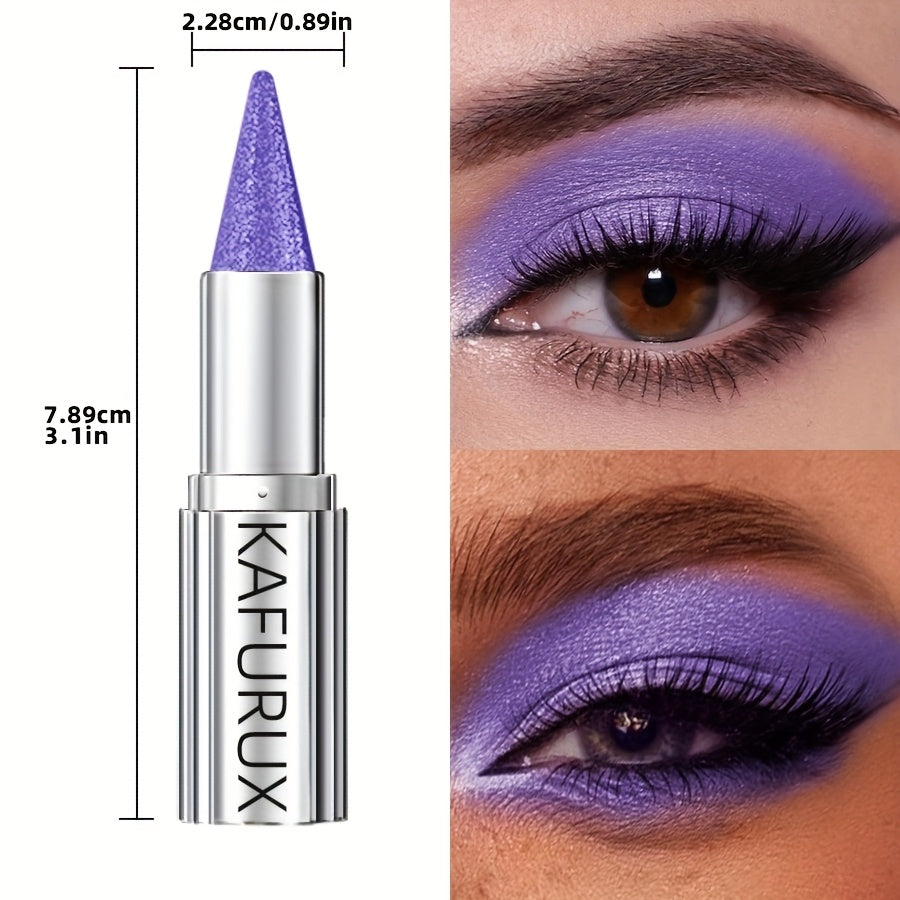 Kaifurx Sparkling Purple Eyeshadow Pencil – Non-Greasy, Pearlescent Glitter Finish, Metallic Tube with Precision Applicator for Dramatic Eye Makeup