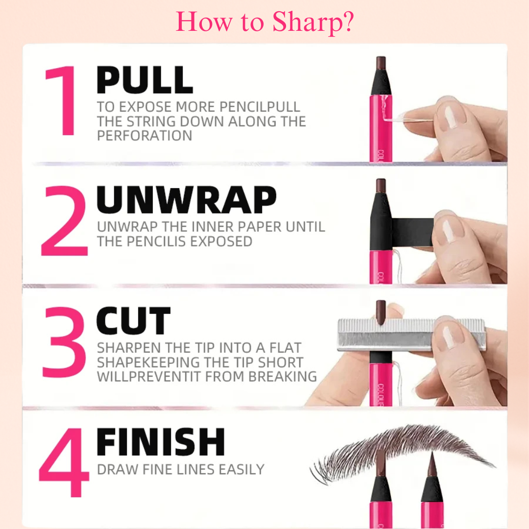 KAFURUX Ultra-Fine Tear-Off Eyebrow Pencil – Sweat-Proof & Smudge-Proof Brow Pencil with Brush (8 Shade Variants)