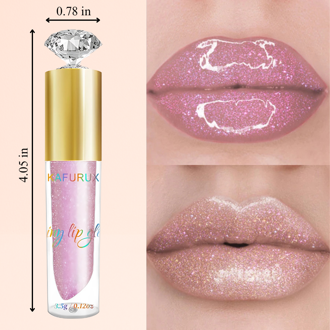 KAFURUX 1pc Diamond Shimmer Glitter Lip Gloss – Moisturizing Liquid Lip Gloss in 9 Pearl and Glitter Shades