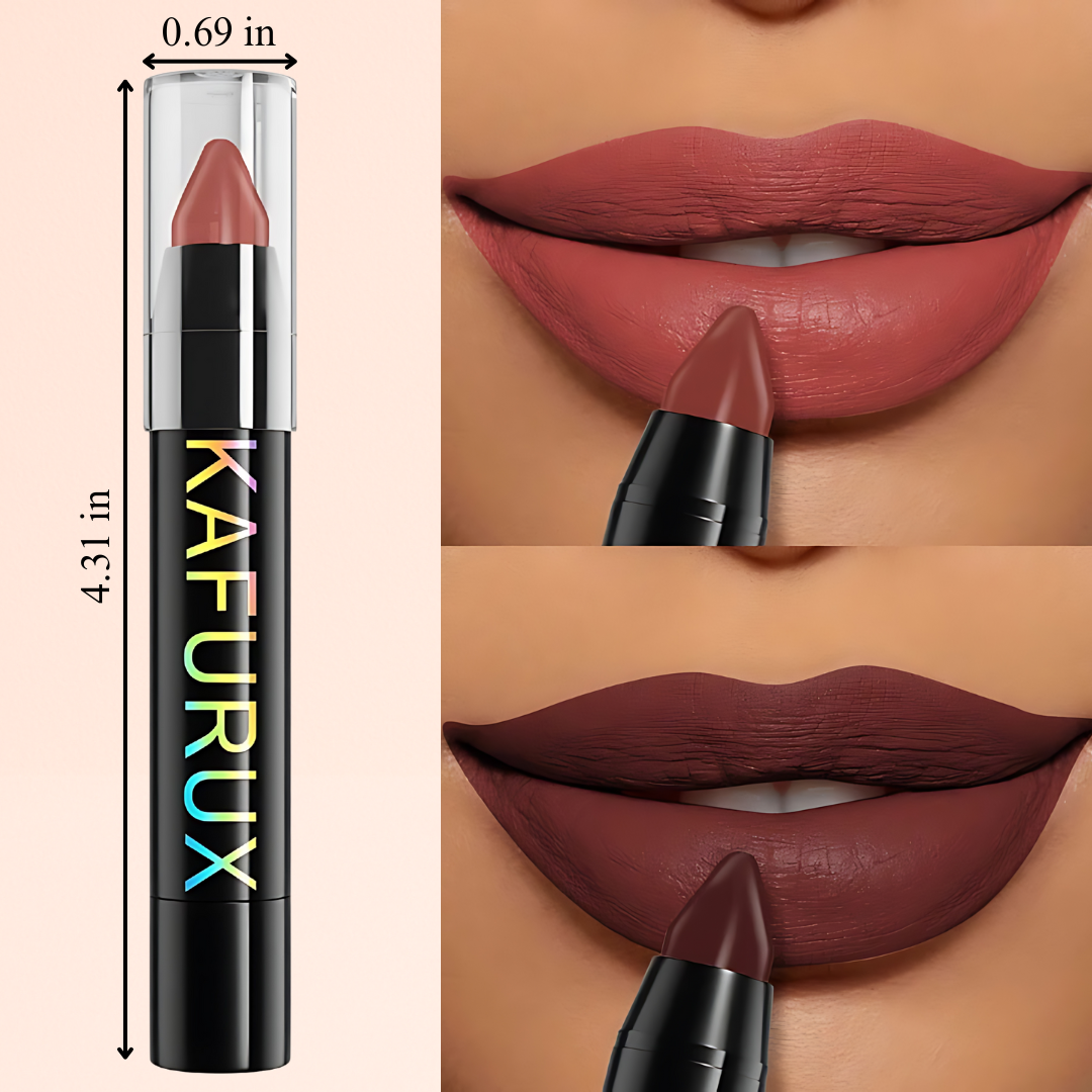 KAFURUX Velvet Matte Lipstick Pencil – Waterproof Long-Lasting Lip Tint in 15 Red Pink & Brown Shades (1 pc)