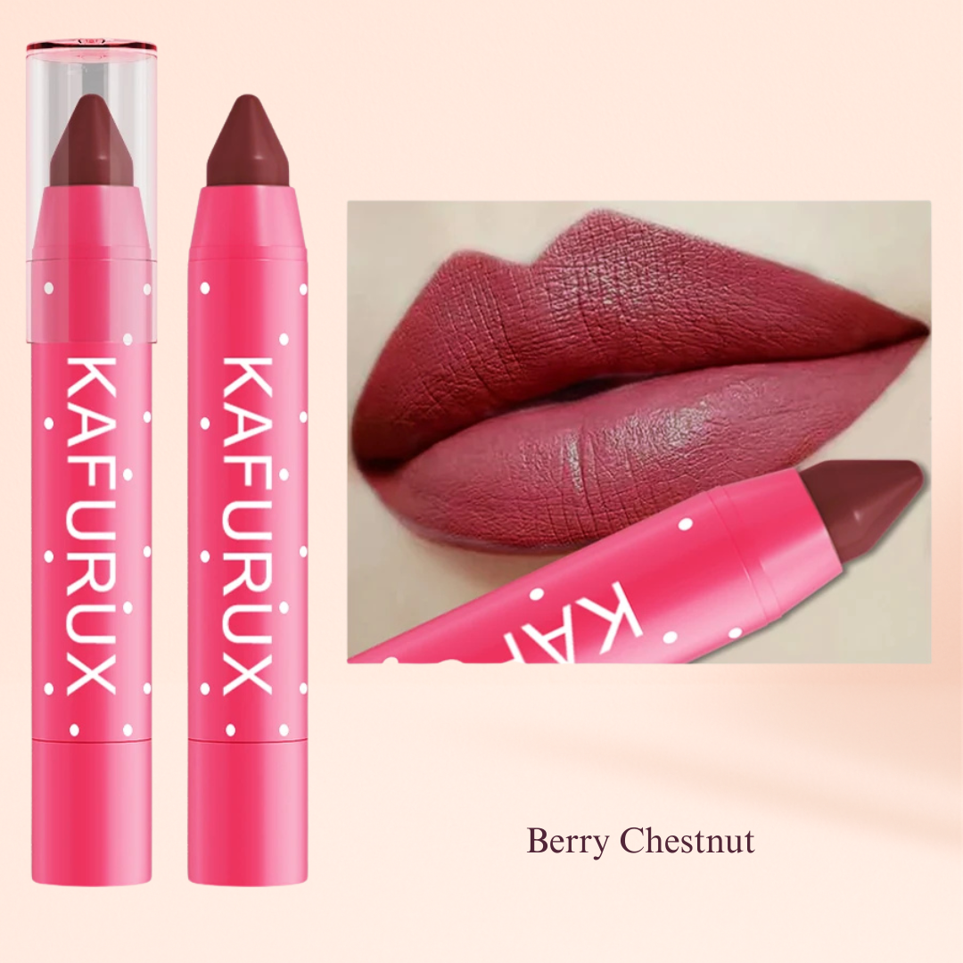 KAFURUX Matte Lipstick Pencil – Waterproof Long‑Lasting Lip Stain Tint in 15 Nude & Red Shades (1 pc) - KAFURUX Berry