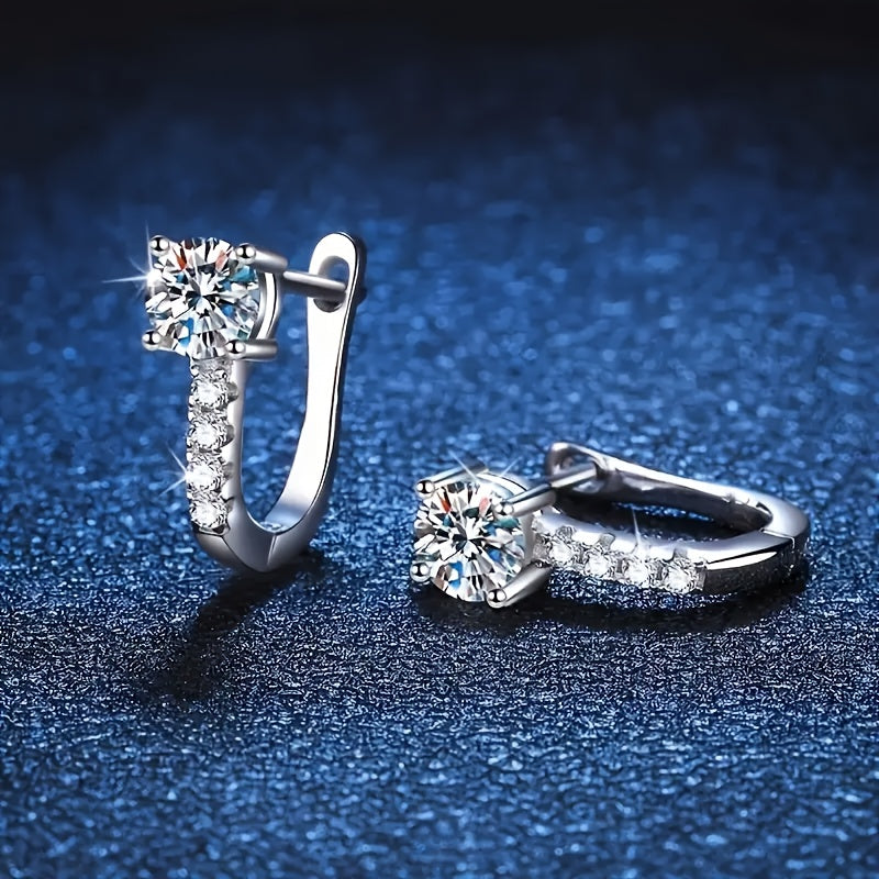 Conjunto Moissanite Sparkle: Pendientes y collar con colgante de plata de ley 925