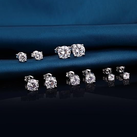 Pendientes de plata de ley con moissanita brillante