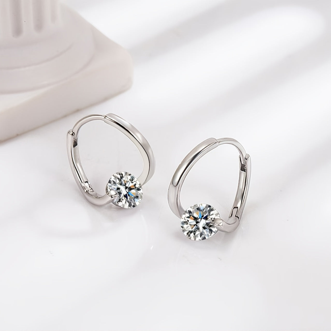 Moissanite Twisted Hoop Earrings – 925 Sterling Silver