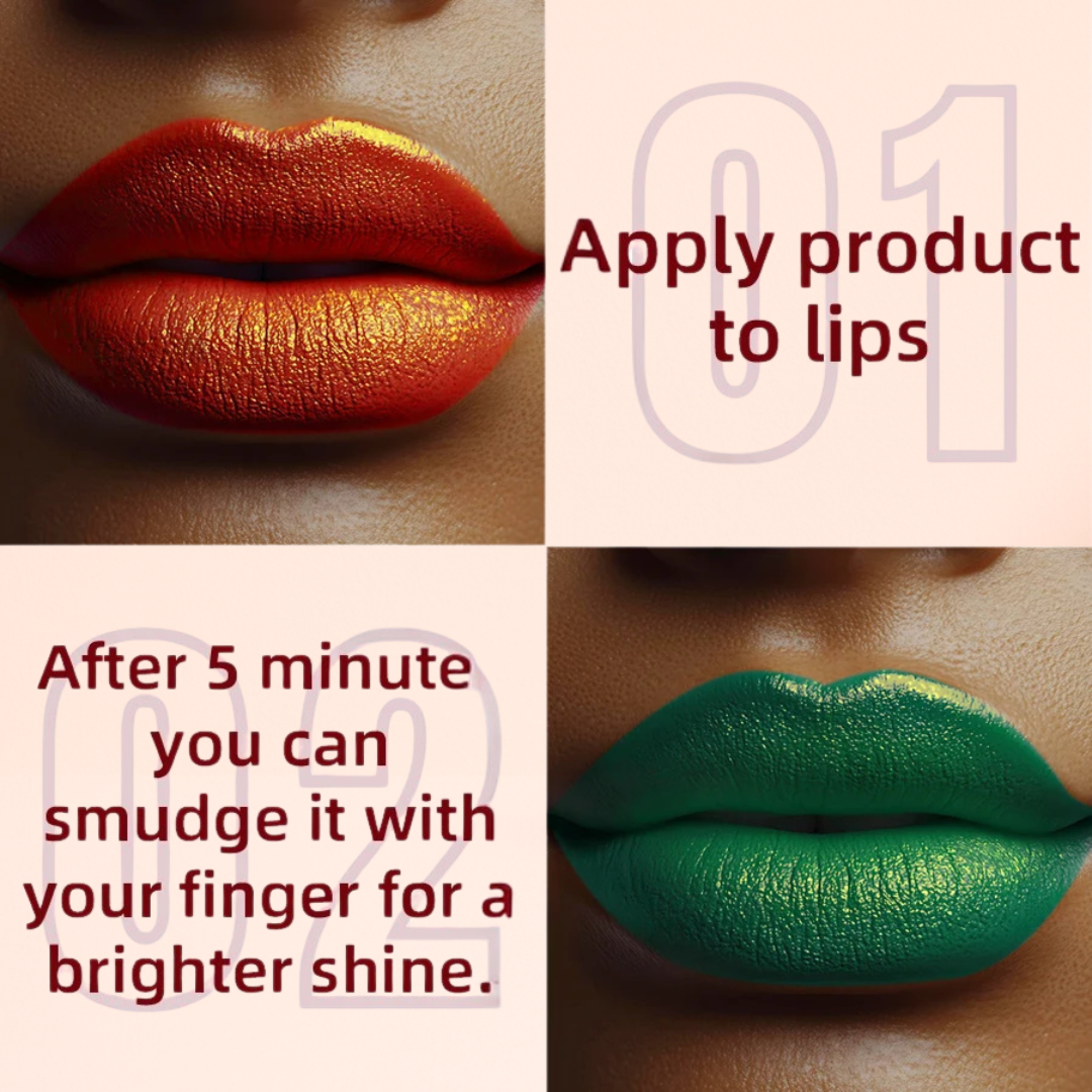 KAFURUX Bold Metallic Pearlescent Lip Glaze – Waterproof Long‑Lasting Glitter Lip Tint in 14 Shades (1 pc)