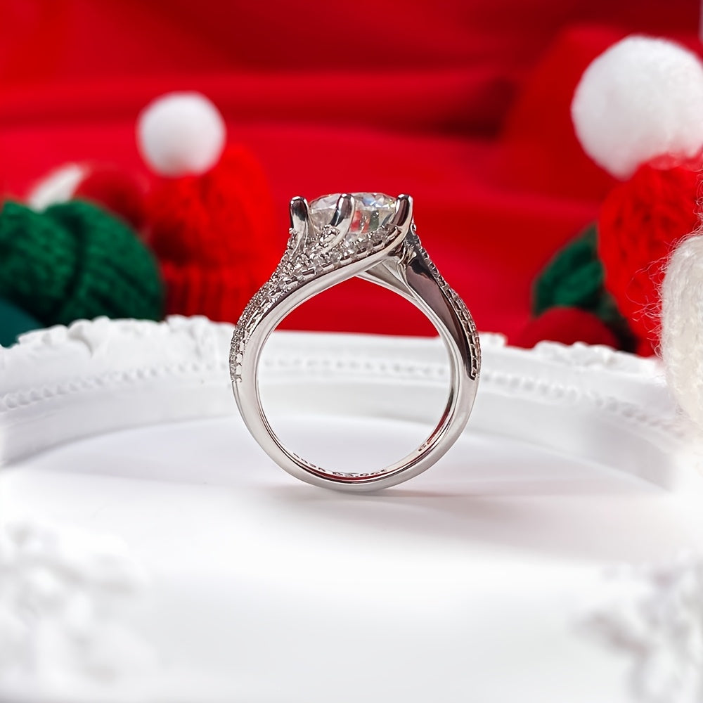 Elegancia radiante: anillo de plata esterlina con moissanita de 3 quilates