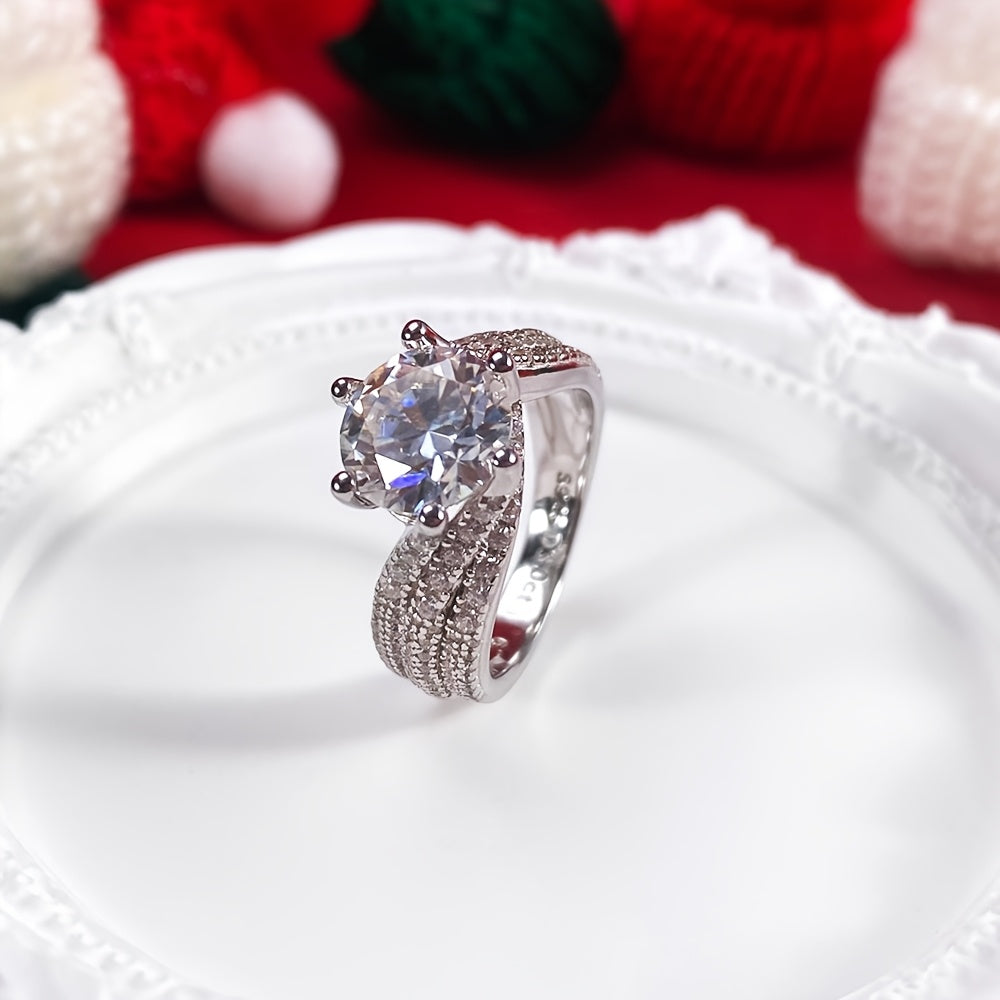 Elegancia radiante: anillo de plata esterlina con moissanita de 3 quilates