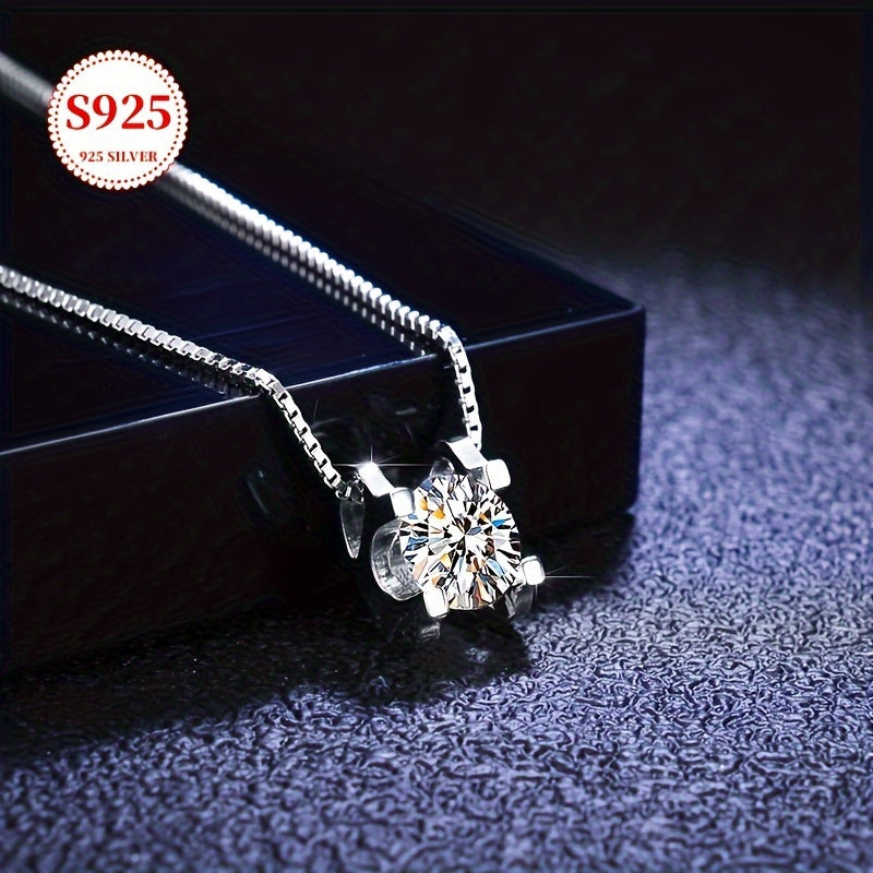 Conjunto Moissanite Sparkle: Pendientes y collar con colgante de plata de ley 925