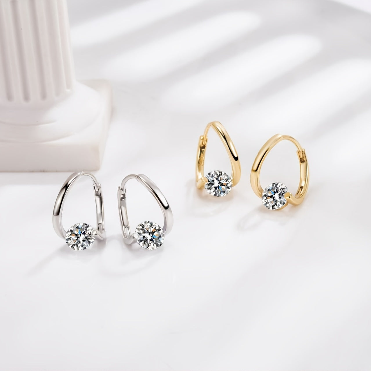Moissanite Twisted Hoop Earrings – 925 Sterling Silver