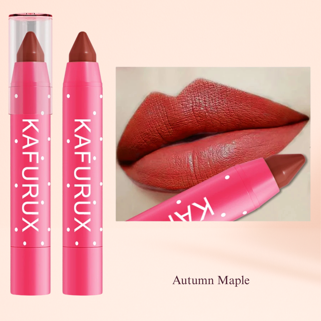KAFURUX Matte Lipstick Pencil – Waterproof Long‑Lasting Lip Stain Tint in 15 Nude & Red Shades (1 pc) - KAFURUX Autumn