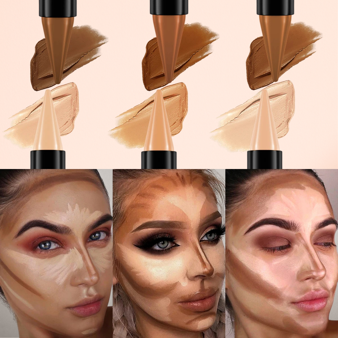 1pc KAFURUX Double‑Head Highlight & Contour Pen – Waterproof Concealer Stick (3 Shade Variants)