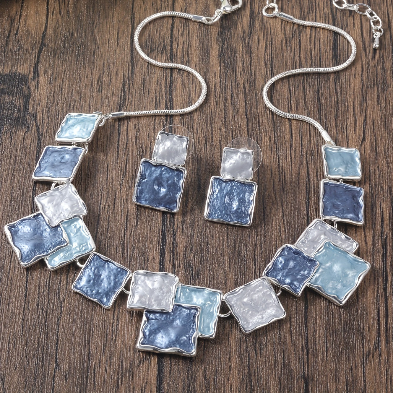 Conjunto de joyas geométricas esmaltadas estilo art déco francés vintage