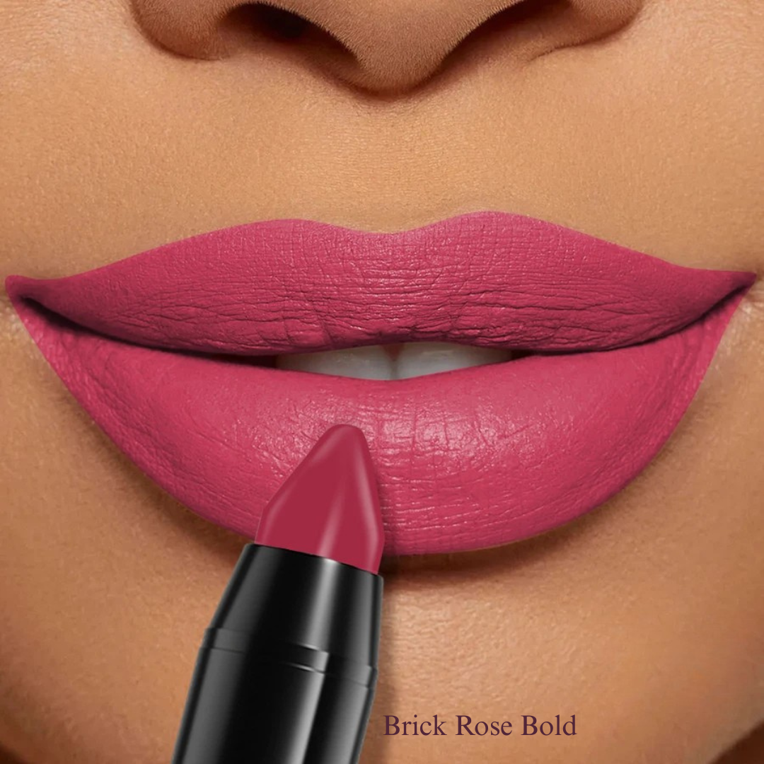 KAFURUX Velvet Matte Lipstick Pencil – Waterproof Long-Lasting Lip Tint in 15 Red Pink & Brown Shades (1 pc) - KAFURUX