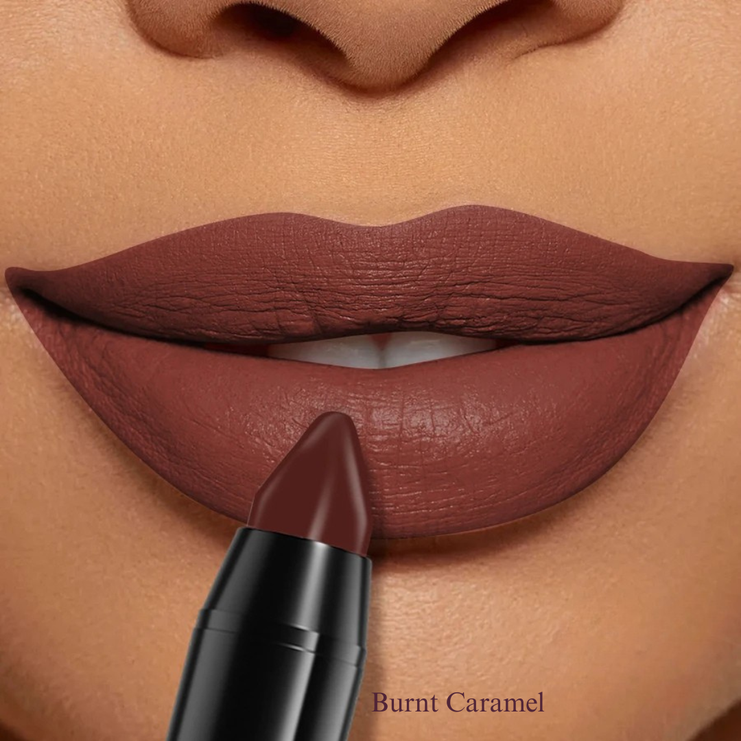 KAFURUX Velvet Matte Lipstick Pencil – Waterproof Long-Lasting Lip Tint in 15 Red Pink & Brown Shades (1 pc) - KAFURUX