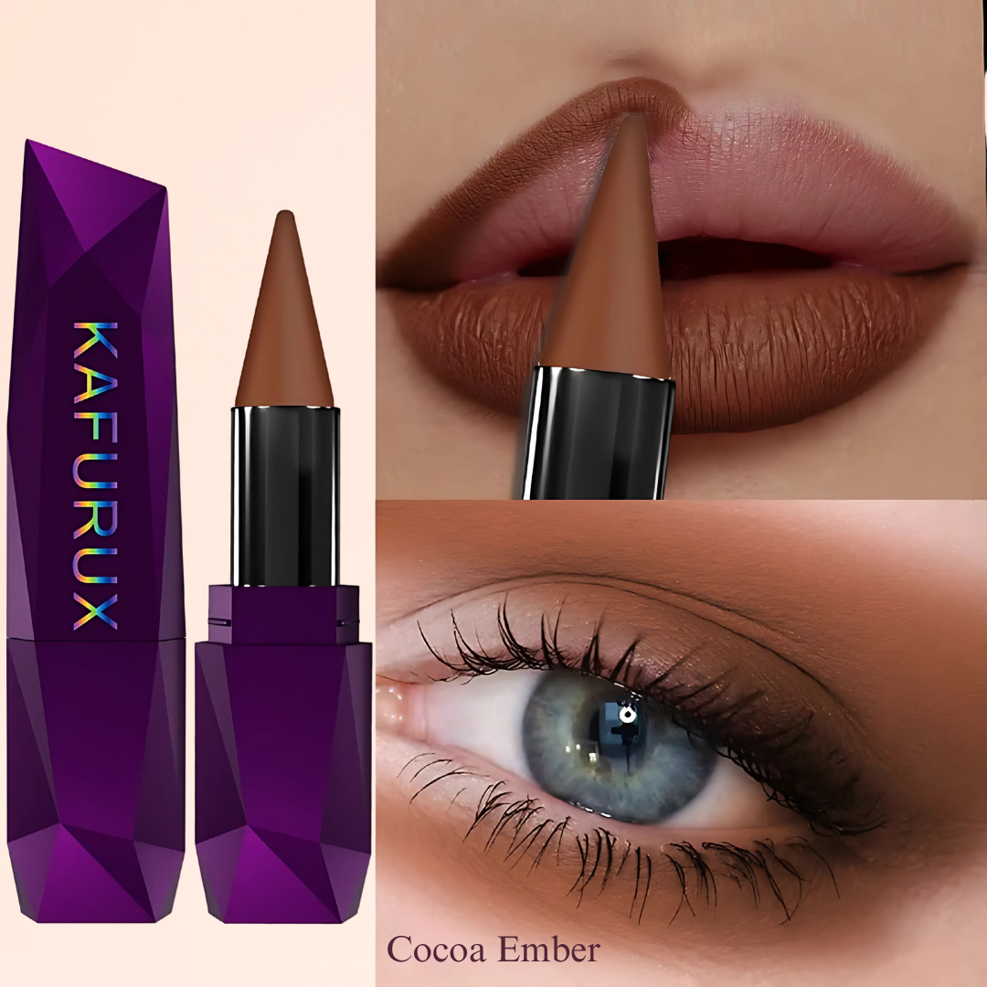 KAFURUX Waterproof Eyeshadow Pen – Matte Long Lasting Lazy Eye & Lip Crayon Stick in 3 Bold Color Variants - Cocoa