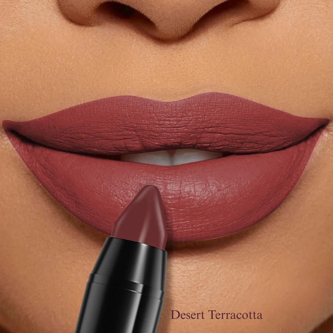 KAFURUX Velvet Matte Lipstick Pencil – Waterproof Long-Lasting Lip Tint in 15 Red Pink & Brown Shades (1 pc) - KAFURUX