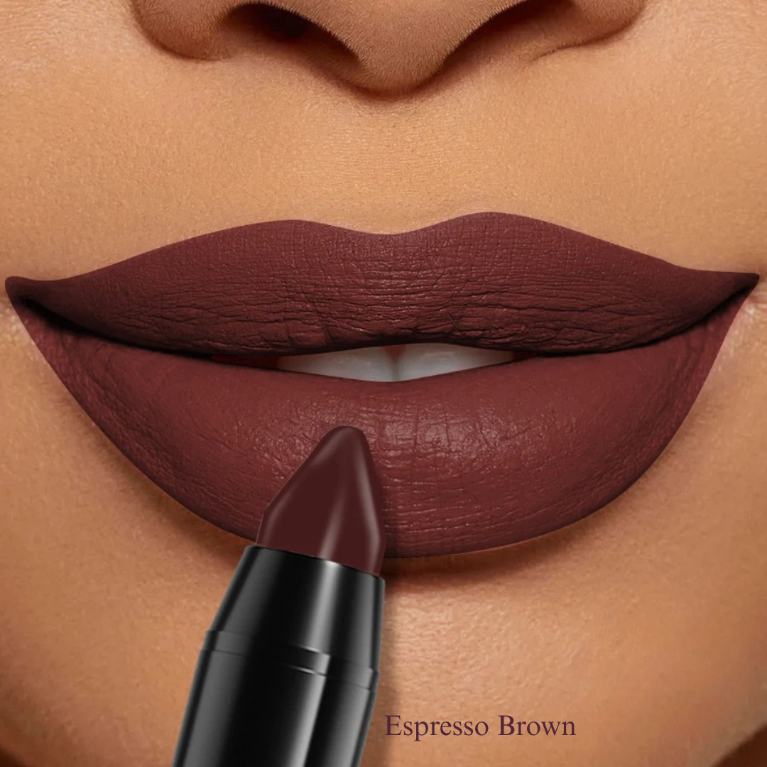 KAFURUX Velvet Matte Lipstick Pencil – Waterproof Long-Lasting Lip Tint in 15 Red Pink & Brown Shades (1 pc) - KAFURUX