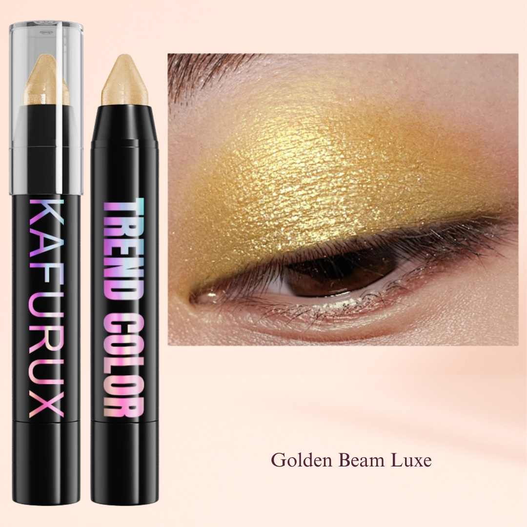KAFURUX Metallic Glitter Eyeshadow Pen – Waterproof Highlighter Pencil in 19 Smoky & Green Shades (1pc) - Golden Beam