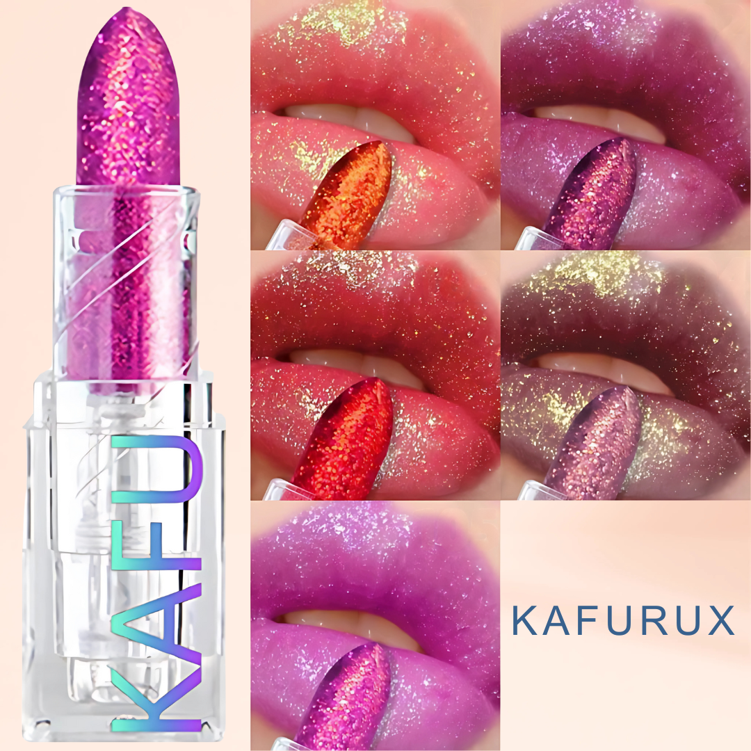 KAFURUX Glitter Diamond Lipstick – Long Lasting Waterproof Shimmer Lip Tint in Bold Red Rose & Multicolor Shades