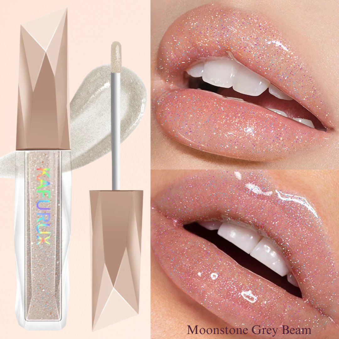 KAFURUX Sweet Sparkling Mirror Lip Glaze – Transparent Water-Gloss Shimmer Lip Tint in 10 Color Variants (1 pc)