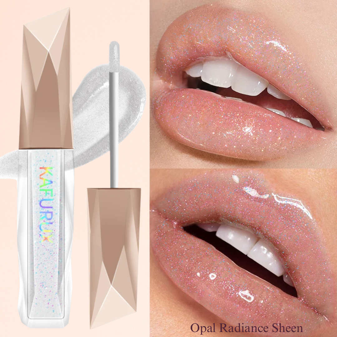 KAFURUX Sweet Sparkling Mirror Lip Glaze – Transparent Water-Gloss Shimmer Lip Tint in 10 Color Variants (1 pc)