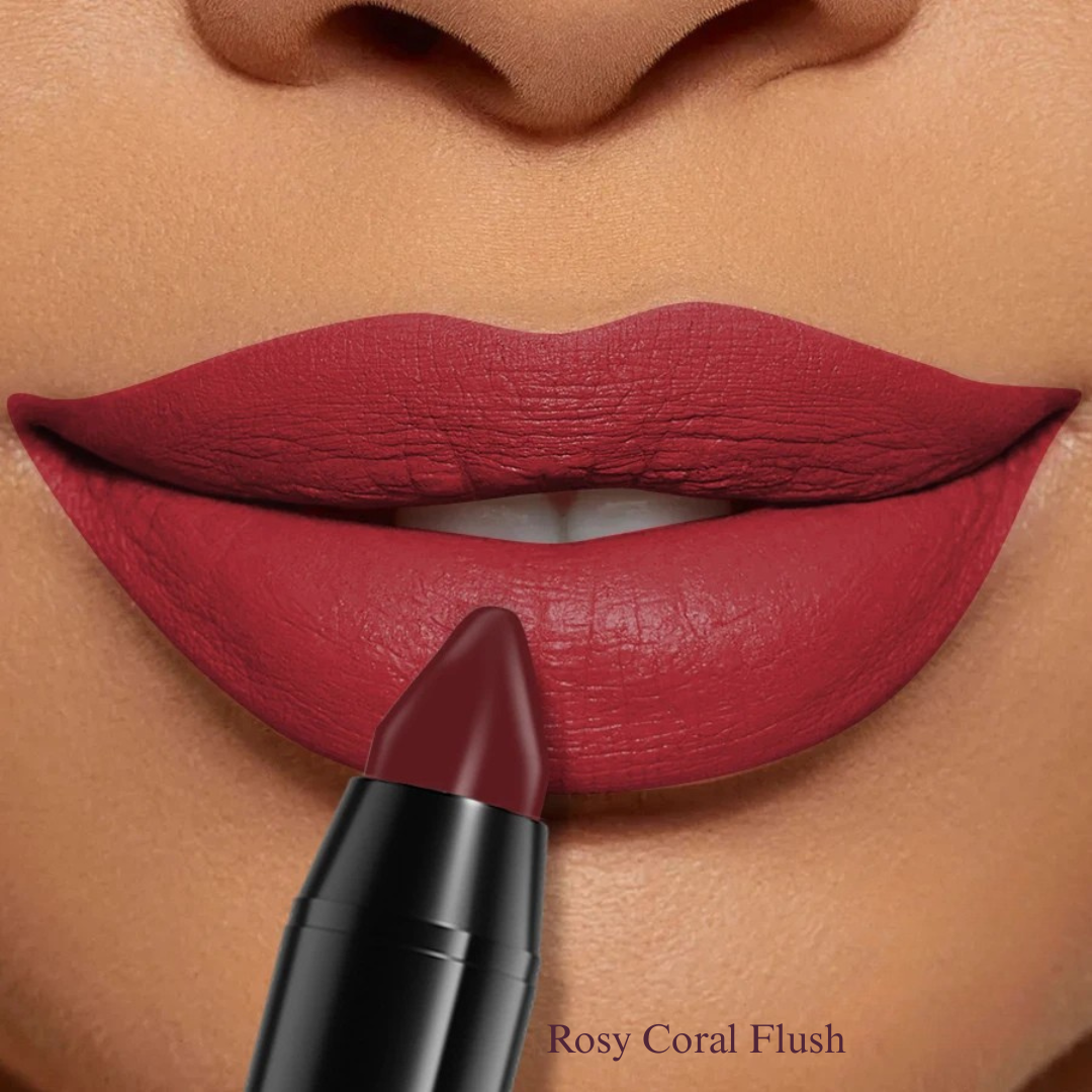 KAFURUX Velvet Matte Lipstick Pencil – Waterproof Long-Lasting Lip Tint in 15 Red Pink & Brown Shades (1 pc) - KAFURUX