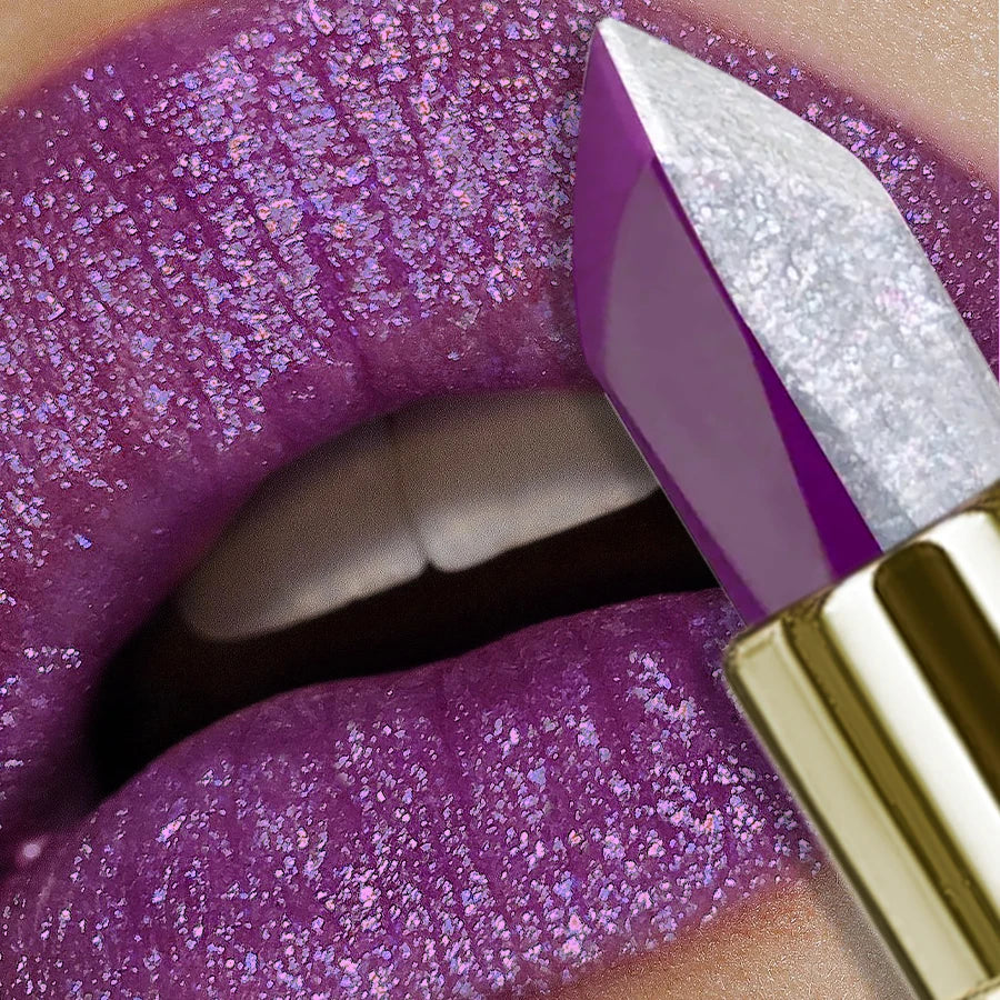 Two tone glitter &matte lipstick purple black lip stick discolocration sexy red rose moisturizing lip makeup lip tint lip glos