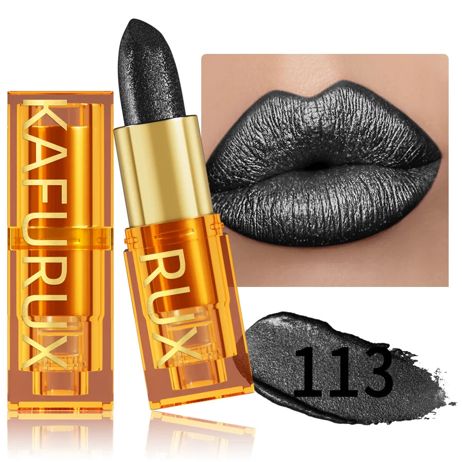 16 colors Bold& Intense Glitter Shiny Metallic Lipstick Pearlescent Lip Tint, Long lasting Lip Makeup Gifts for Women Cosmetics