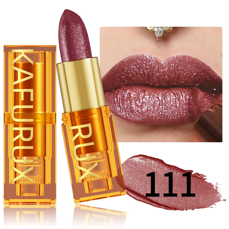 16 colors Bold& Intense Glitter Shiny Metallic Lipstick Pearlescent Lip Tint, Long lasting Lip Makeup Gifts for Women Cosmetics