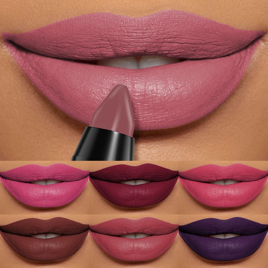 KAFURUX Velvet Matte Lipstick Pencil – Waterproof Long-Lasting Lip Tint in 15 Red Pink & Brown Shades (1 pc)