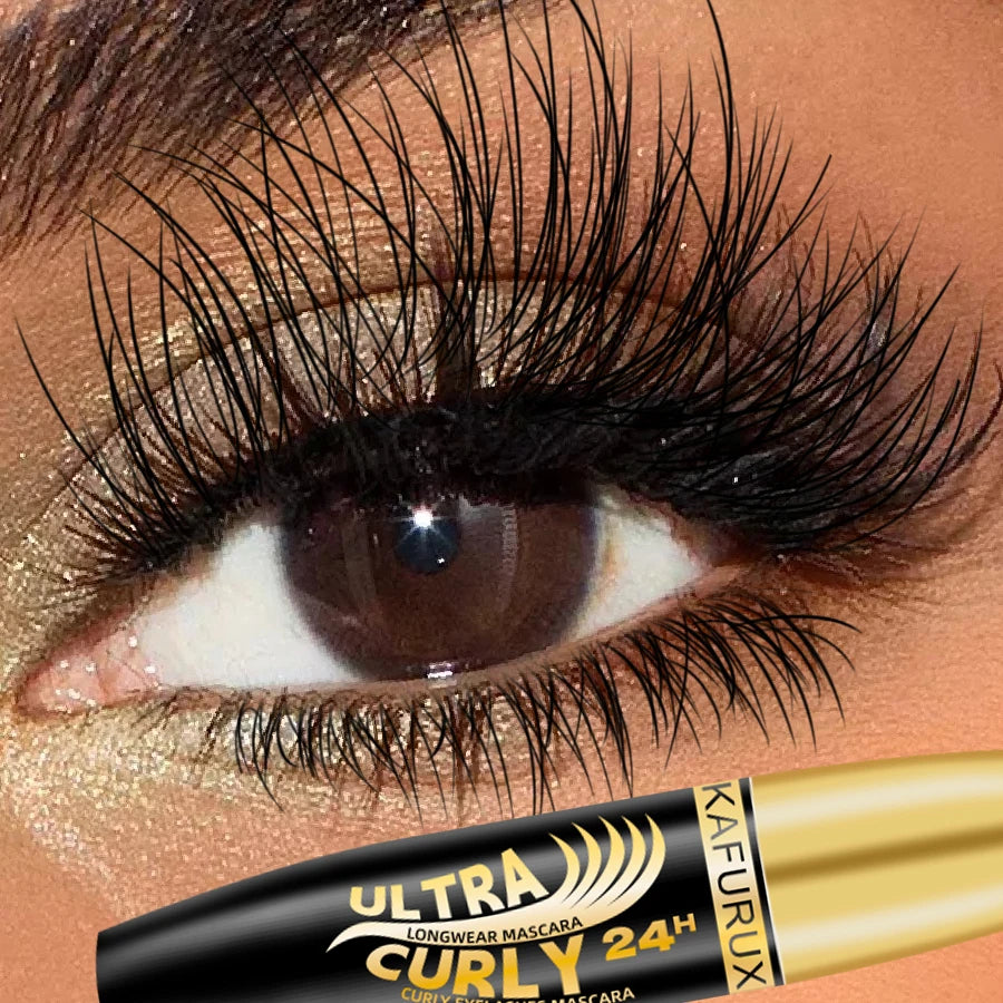 KAFURUX Black 4D Waterproof Fiber Mascara – Long Lasting Curling & Thickening Liquid Formula for Voluminous Eyelashes