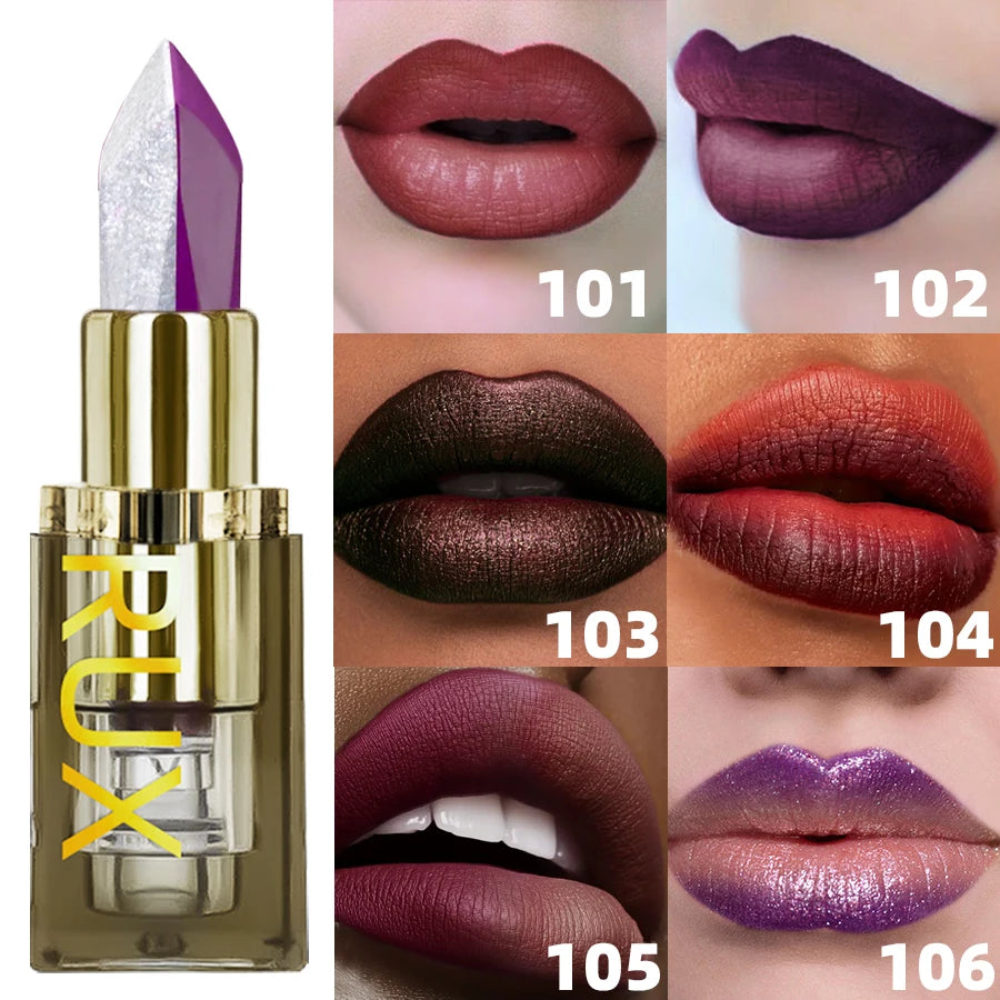 Two tone glitter &matte lipstick purple black lip stick discolocration sexy red rose moisturizing lip makeup lip tint lip glos