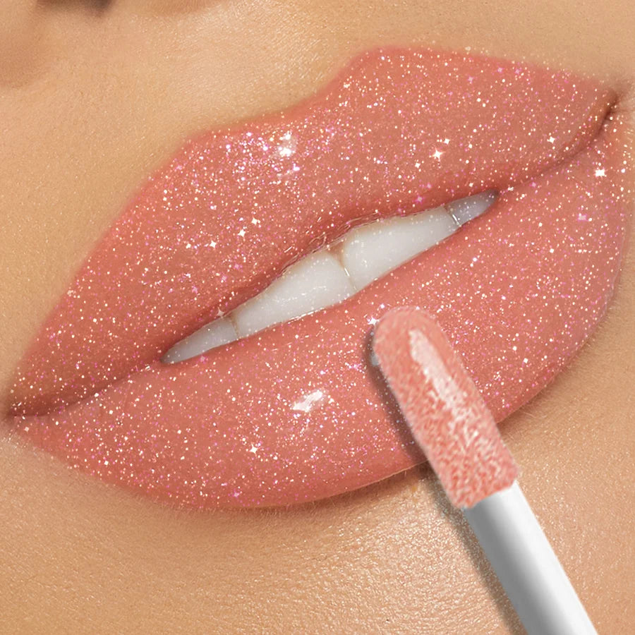 KAFURUX Moisturizing Diamond Shimmer Lip Gloss – Sparkling Pearl-Glam Liquid Lipstick in 9 Glitter Shades (1 pc)